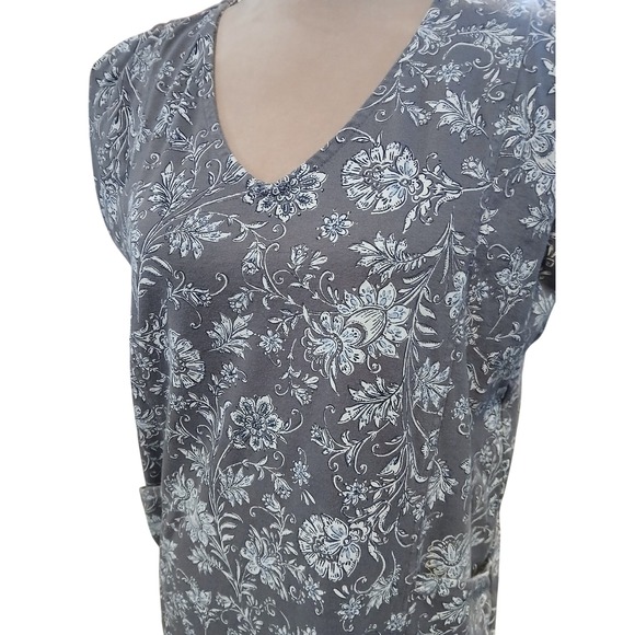 SOLD SOLD Floral Cotton Easy Knit Two-Pocket Tshirt Dress Med Petite - Picture 2 of 12